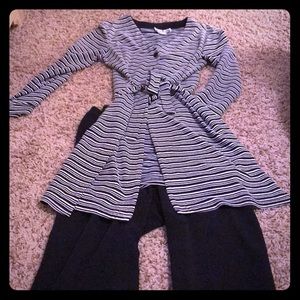 SHERI MARTIN Blue & White Striped Pant Suit, sz 8